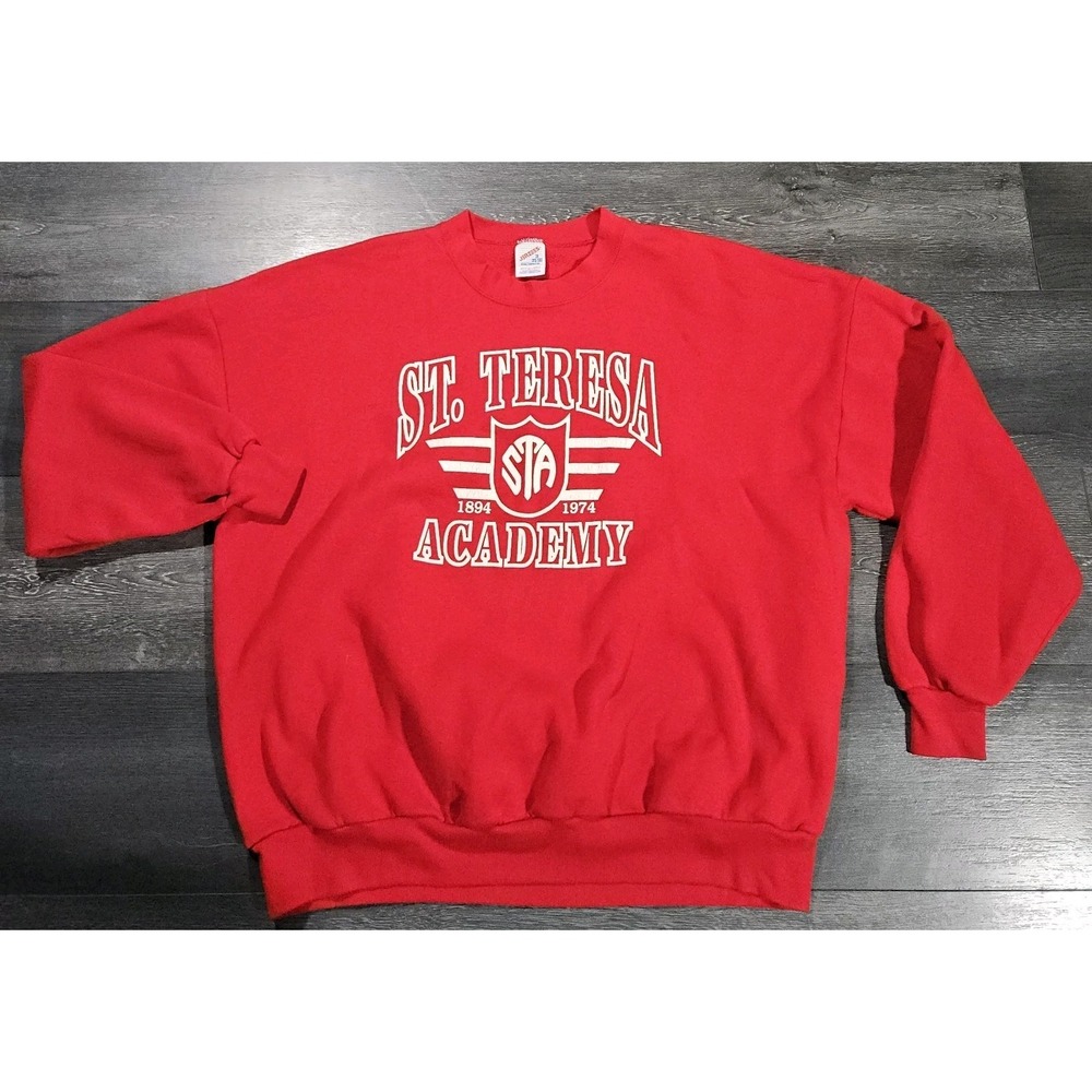 Vintage Jerzees Sweatshirt Adult 3X Red St. Teresa Academy 90s Y2K Made In USA